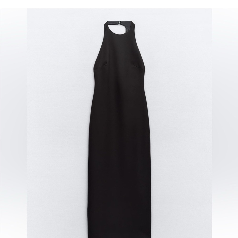 Zara Black Asymmetrical Halter Dress - Picture 3 of 11